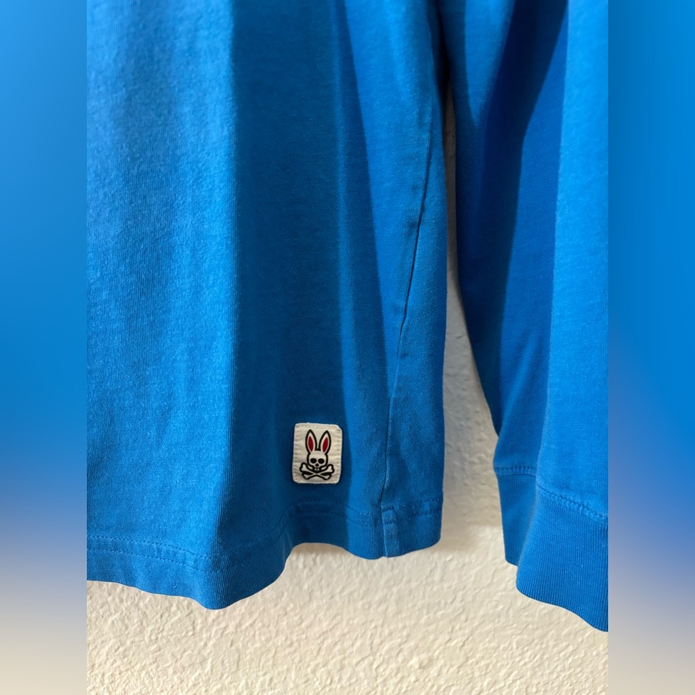 Psycho Bunny Emmet Graphic Long Sleeve Tee Blue Pima Cotton Logo Men’s Size 3 XS - Picture 4 of 7